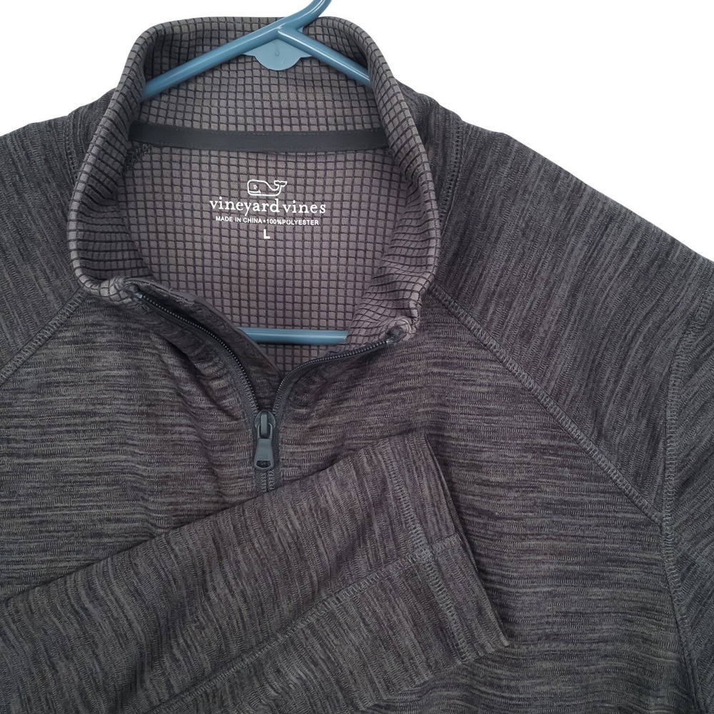Vineyard Vines Pullover Mens Large Charcoal Grey Quarter Zip Grid Sankaty shirt